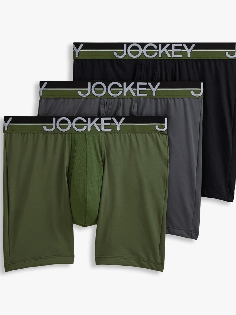 Jockey Men’s Boxer Brief 3-Pack — Olive, Gray & Black